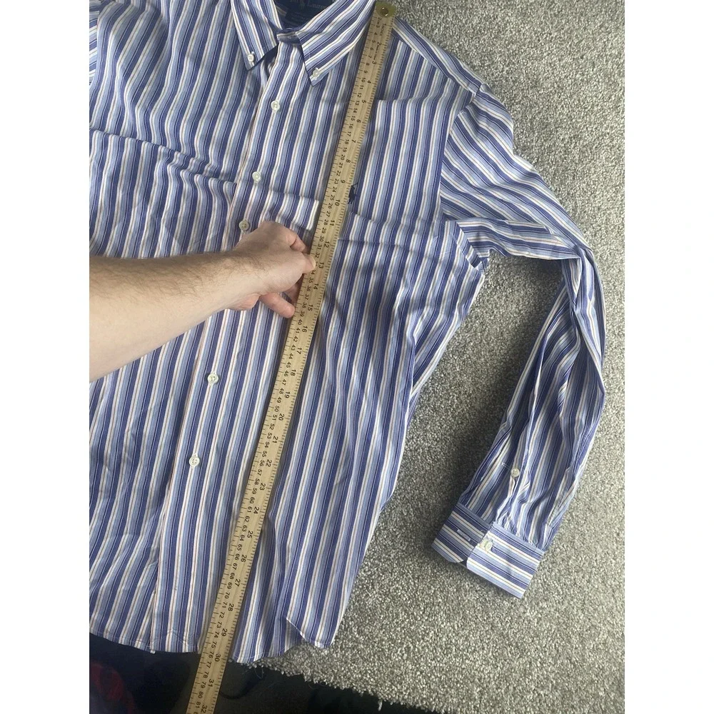 Polo Ralph Lauren Purple/Blue/Orange Striped Shirt 16-34/35 Mens L Blue Pony